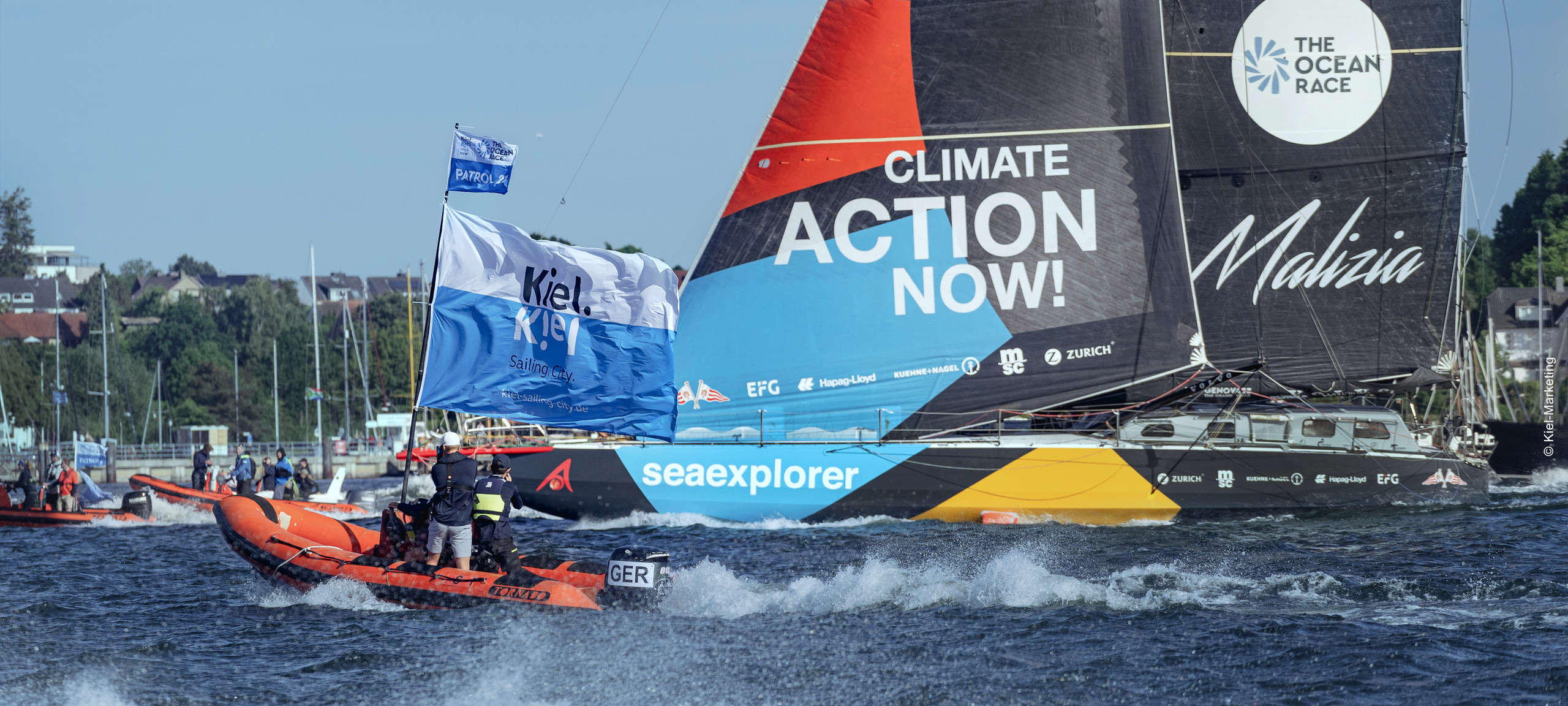 TEam Malizia's Seaexplorer sailing in the Kiel Fjord