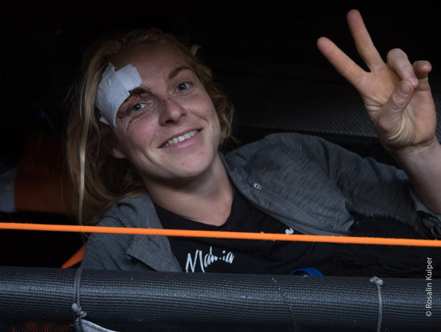 Rosalin Kuiper with a plaster on her forehead